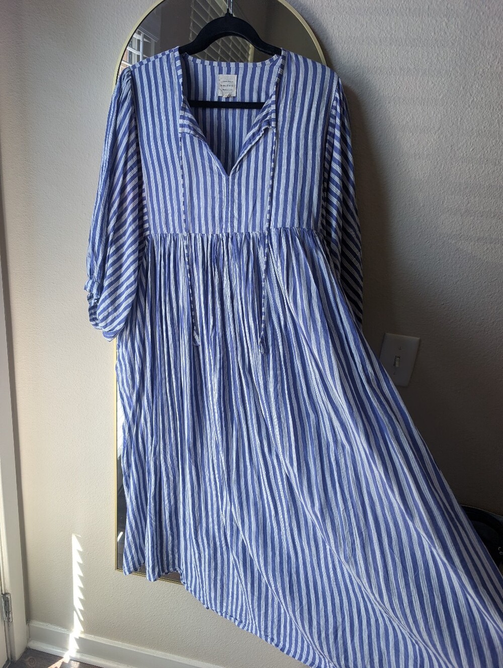 House Of Sundar - Maya Midi Dress - Blue Stripe - Large